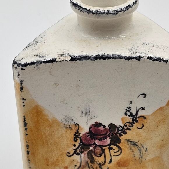 Triangular Greek Floral Vase - Artist Signed Hand Painted Pottery Masterpiece - Picture 9 of 9